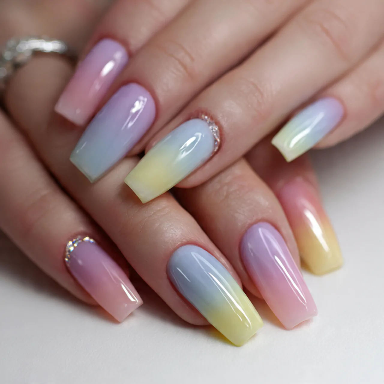 soap nails with a glossy finish nails