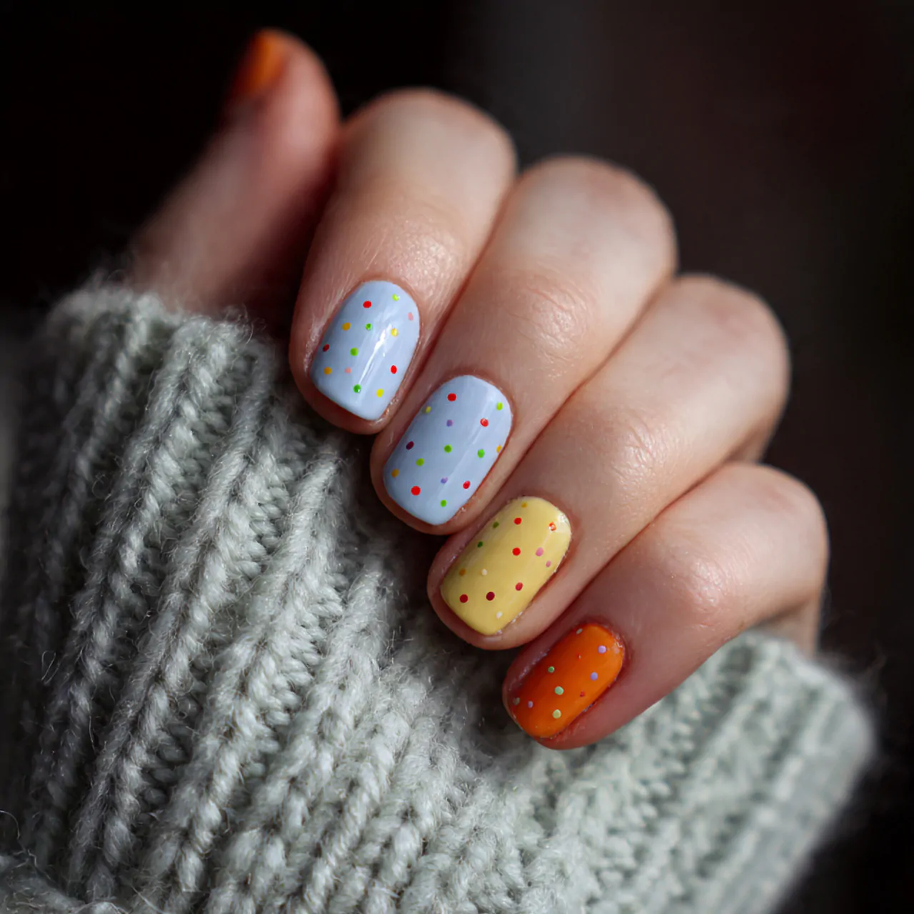 tiny dot accent nails