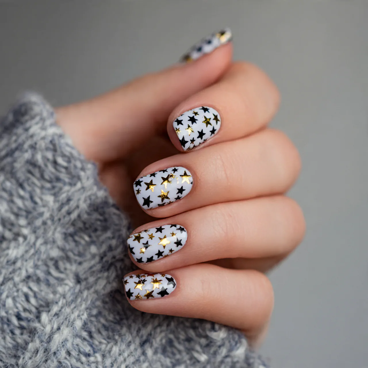 tiny star quick nail art nails